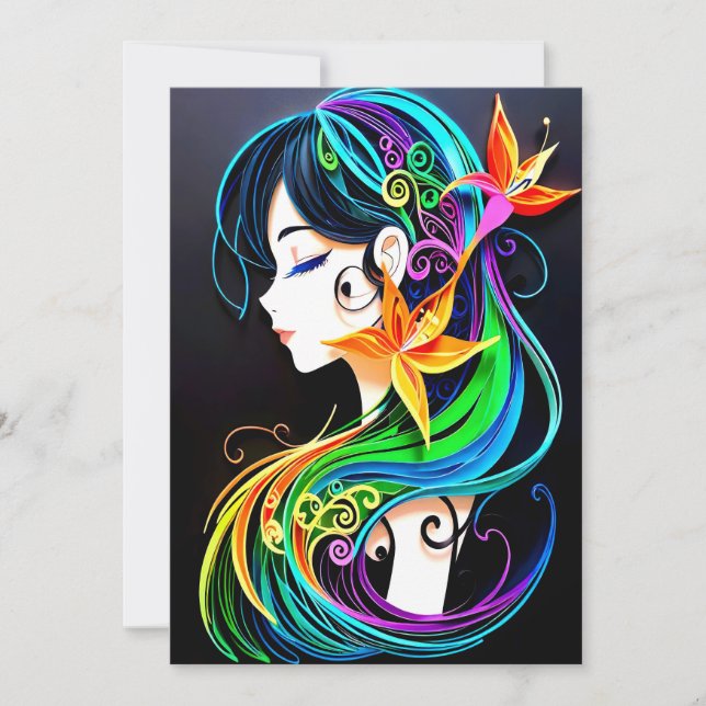 Convites Sonho De Cabelo Arco-Íris. (Frente)