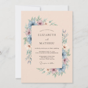 Convites Sonho de Casamento com Wistéria Azul Empoeirada