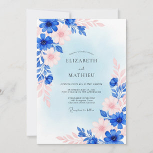 Convites Sonho de Casamento de Primavera Azul Real