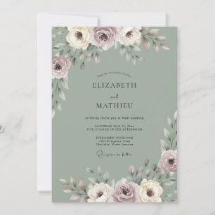 Convites Sonho de Casamento de Primavera em Verde Sage