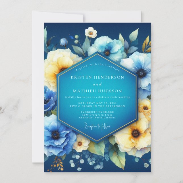 Convites Sonho de Casamento Flor de Índigo (Frente)
