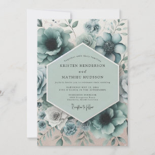 Convites Sonho de Casamento Floral Turquesa
