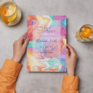 Convites Sonho de Mármore Líquido Colorido