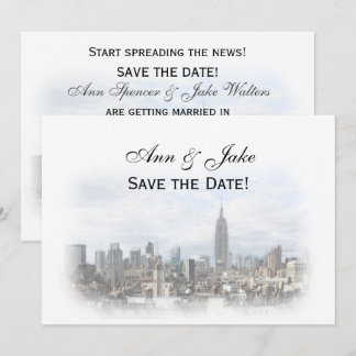 Convites Sonho Dk Cinza Skyline NYC Salva a Data H