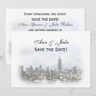Convites Sonho Dk Cinza Skyline NYC Salva a Data H