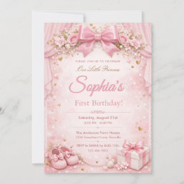 Convites Sonho e Brilho Floral Rosa Arco 1º Aniversário