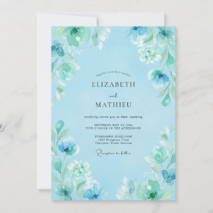 Convites Sonho Floral Azul Céu Casamento