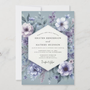 Convites Sonho Floral Azul Empoeirado de Casamento