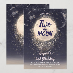 Convites Sonho Luar Mágico Cósmico 2º Dois ao Luar Aniversá