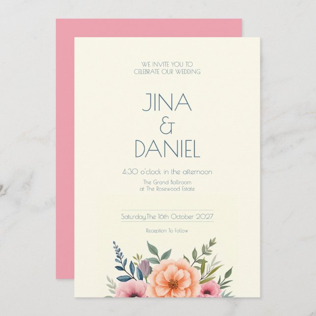 Convites Sonho Pêssego e Petal (Frente/Verso)