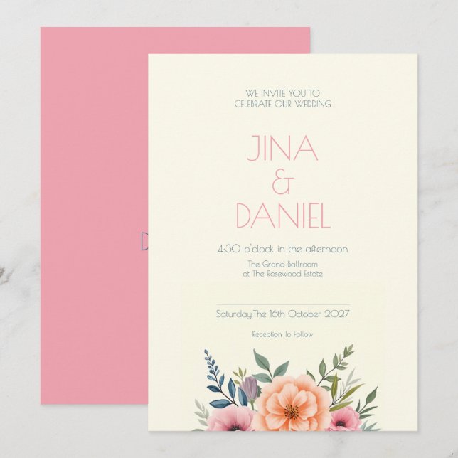 Convites Sonho Pêssego e Petal (Frente/Verso)