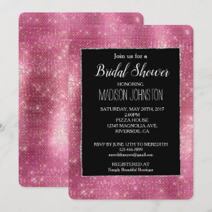 Convites Sonho Preto Cor-de-Rosa Brilhante Prateado Bridal