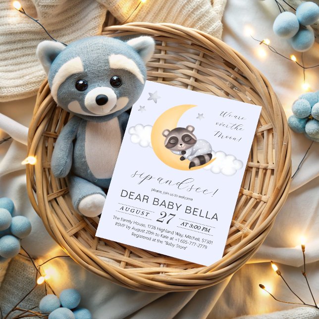 Convites Sonho sobre o Chá de fraldas Moon Sip and See (Dreamy Over the Moon Boy Baby Shower Sip and See Invitation)