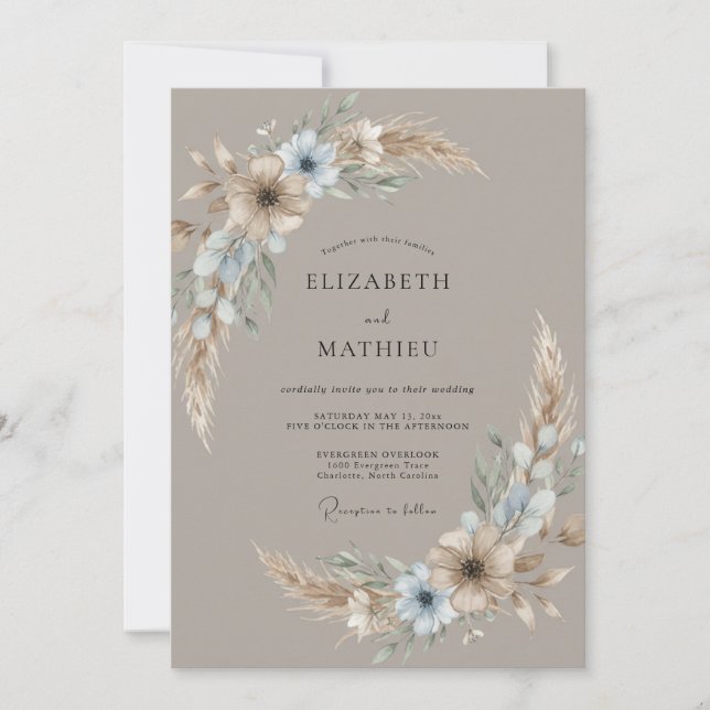 Convites Sonho Taupe Casamento Boêmio (Frente)