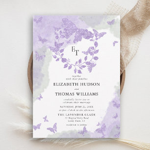 Convites Sonho Verde de Lavanda Borboleta Casamento de Euca