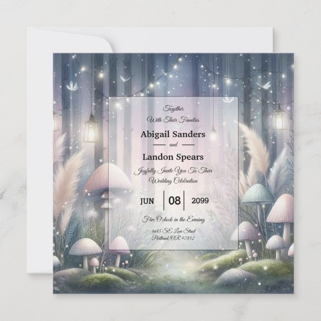 Convites Sonhos à Luz de Lanterna Casamento na Floresta Enc (Frente)