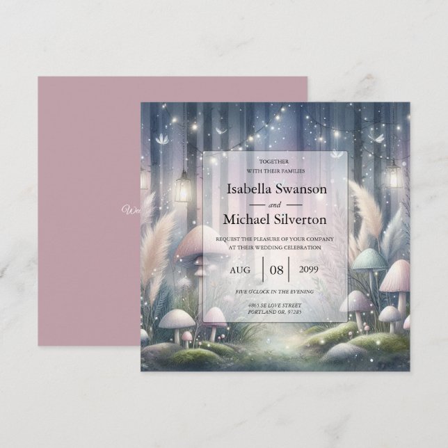 Convites Sonhos à Luz de Lanterna Casamento na Floresta Enc (Frente/Verso)