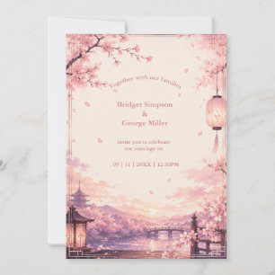 Convites Sonhos de Casamento Anime Sakura Pôr do Sol