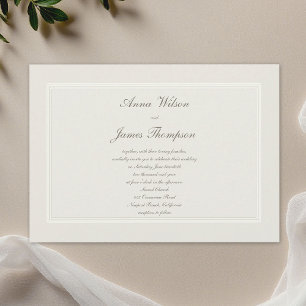 Convites Sonhos Ecru Simples Elegantes Casamento Tradiciona