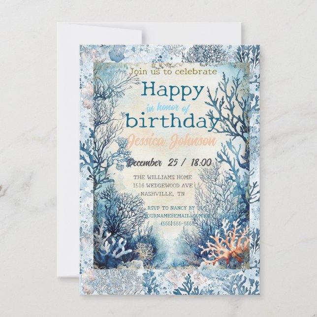 Convites Sonhos sob o mar (Frente)