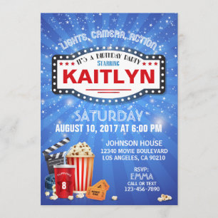 Convites Sono da noite de cinema sobre a festa de