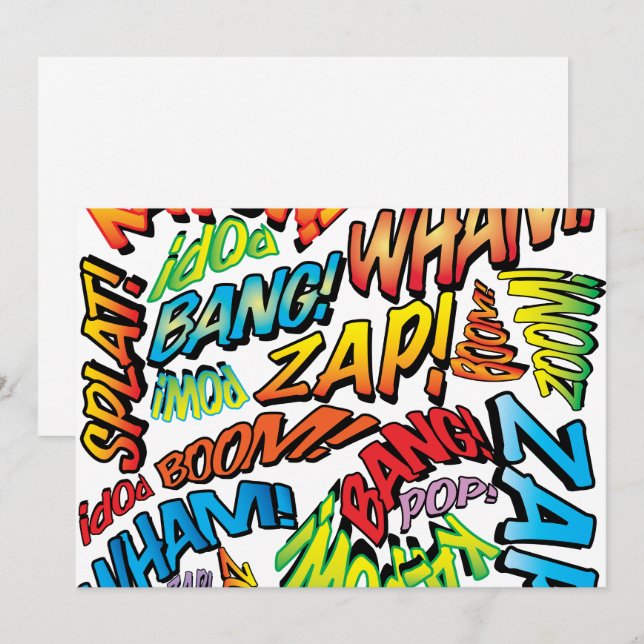 Convites Sons de Arte Pop de Quadrinhos Retrô Divertidos (Frente/Verso)