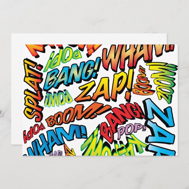 Convites Sons de Arte Pop de Quadrinhos Retrô Divertidos (Frente/Verso)