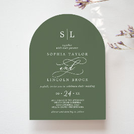 Convites Sophia Arch Monograma Woodland Casamento Verde