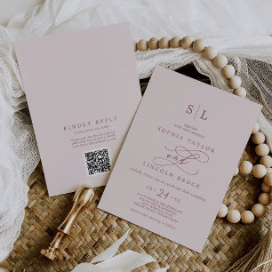 Convites SOPHIA QR Code Burgundy Blush All In One Wedds (Es