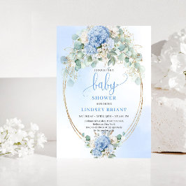 Convites Sophisticated Blue Floral Baby Shower Invitation