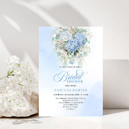 Convites Sophisticated Blue Floral Bridal Shower Invitation