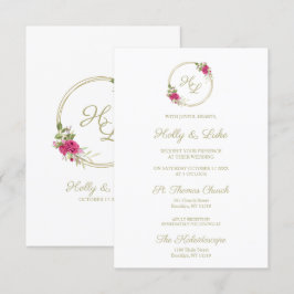 Convites Sophisticated Elegant Pink Floral Wedding Wreath