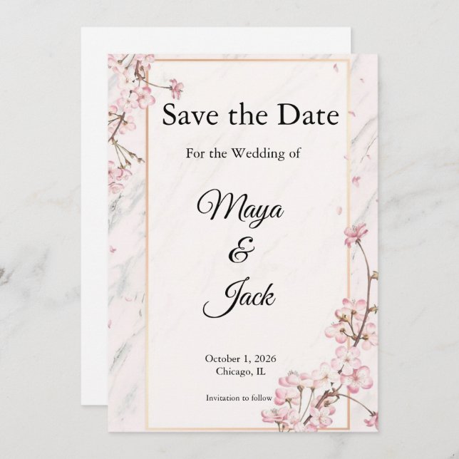 Convites Sophisticated Save the Dates (Frente/Verso)