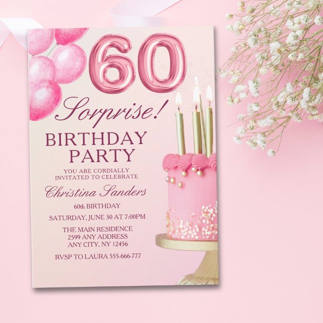 Convites Sorprise Birthday Party 60th Birthday with Numers  (Criador carregado)