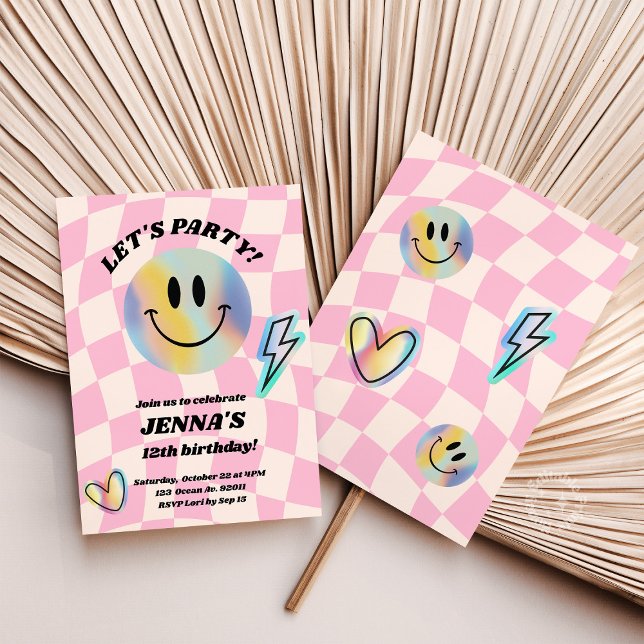 Convites Sorria Trendy Retro Birthday (Criador carregado)