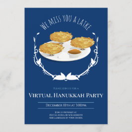 Convites Sorriso Latkes Blue White Virtual Hanukkah Party