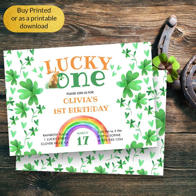 Convites Sorte Feliz Trevo de 1º Aniversário (Lucky One Sweet First Birthday Invitation)