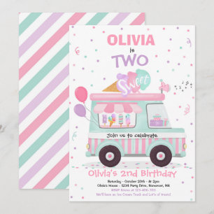 Convites Sorvete 2 Caminhão de Sorvete de segundo aniversár