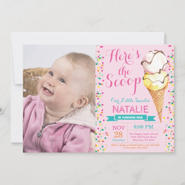 Convites Sorvete Aniversário de Verão (Frente)