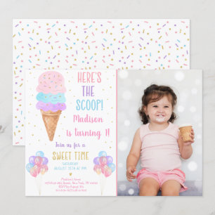 Convites Sorvete Arco-Íris Este é o aniversário do Coop