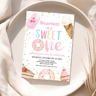 Convites Sorvete Colorido Bolo Doce Um primeiro aniversario