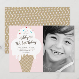 Convites Sorvete cone festa de aniversário de fotos para cr