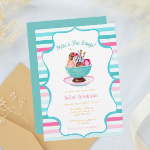 Convites Sorvete de Aquarela Sundae Baby Shower