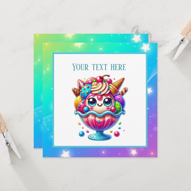 Convites Sorvete de corte de qualquer entidade de propósito (Frente/Verso In Situ)