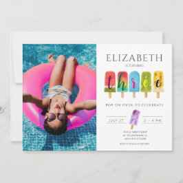 Convites Sorvete de picolé de aniversário de 3 anos de Verã