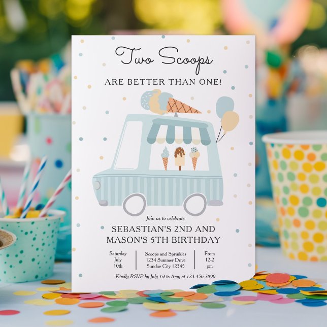 Convites Sorvete Dois Copos São Melhores Que Um Aniversário (Criador carregado)