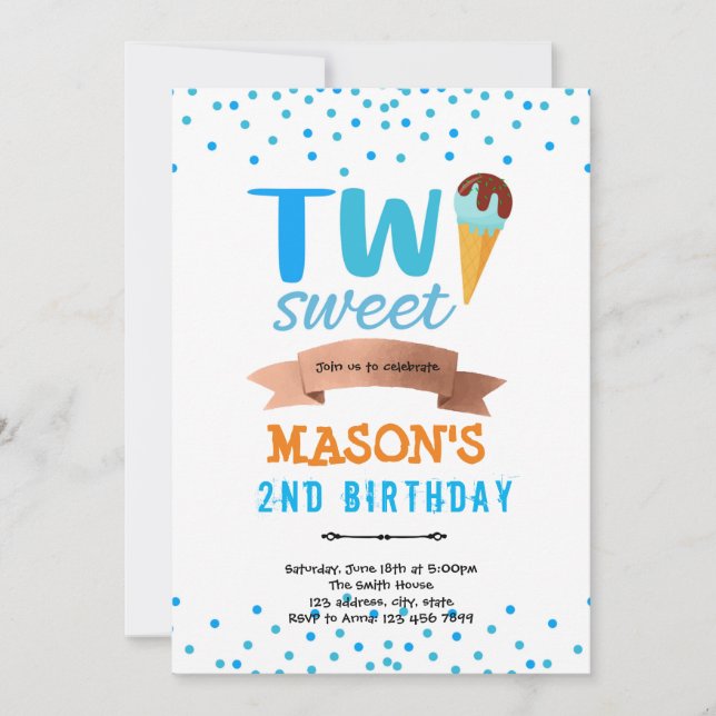 Convites Sorvete dois menino doce festa (Frente)