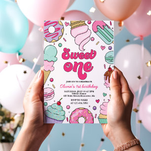 Convites Sorvete e Bolo Doce Um 1º Aniversário