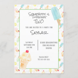 Convites Sorvete e picles de segundo aniversário