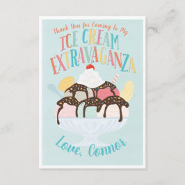 Convites Sorvete Extravaganza Festa de aniversário Obrigado